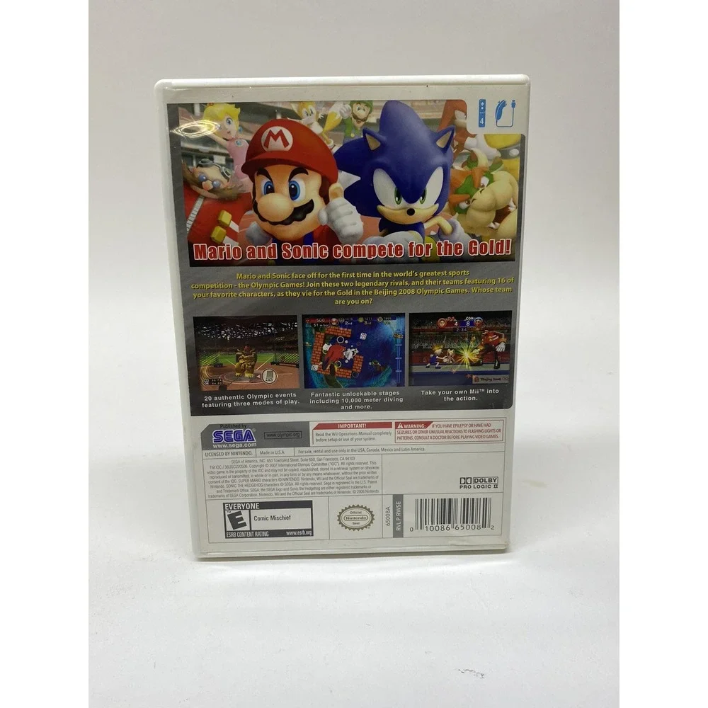 Mario Sonic Olympic Games Nintendo Wii 2007 NO MANUAL Tested